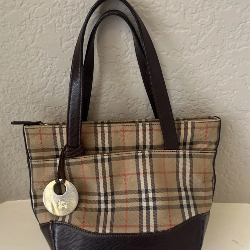 Vintage Burberry Nova Check Mini Tote Bag Beige Brown Y2K - Picture 2 of 15